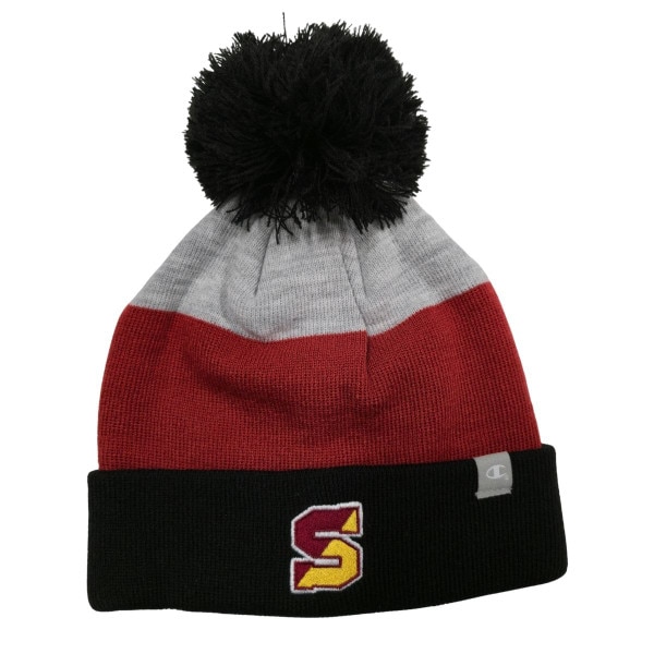 Blk/Mar/Grey Pom Beanie w/Split S