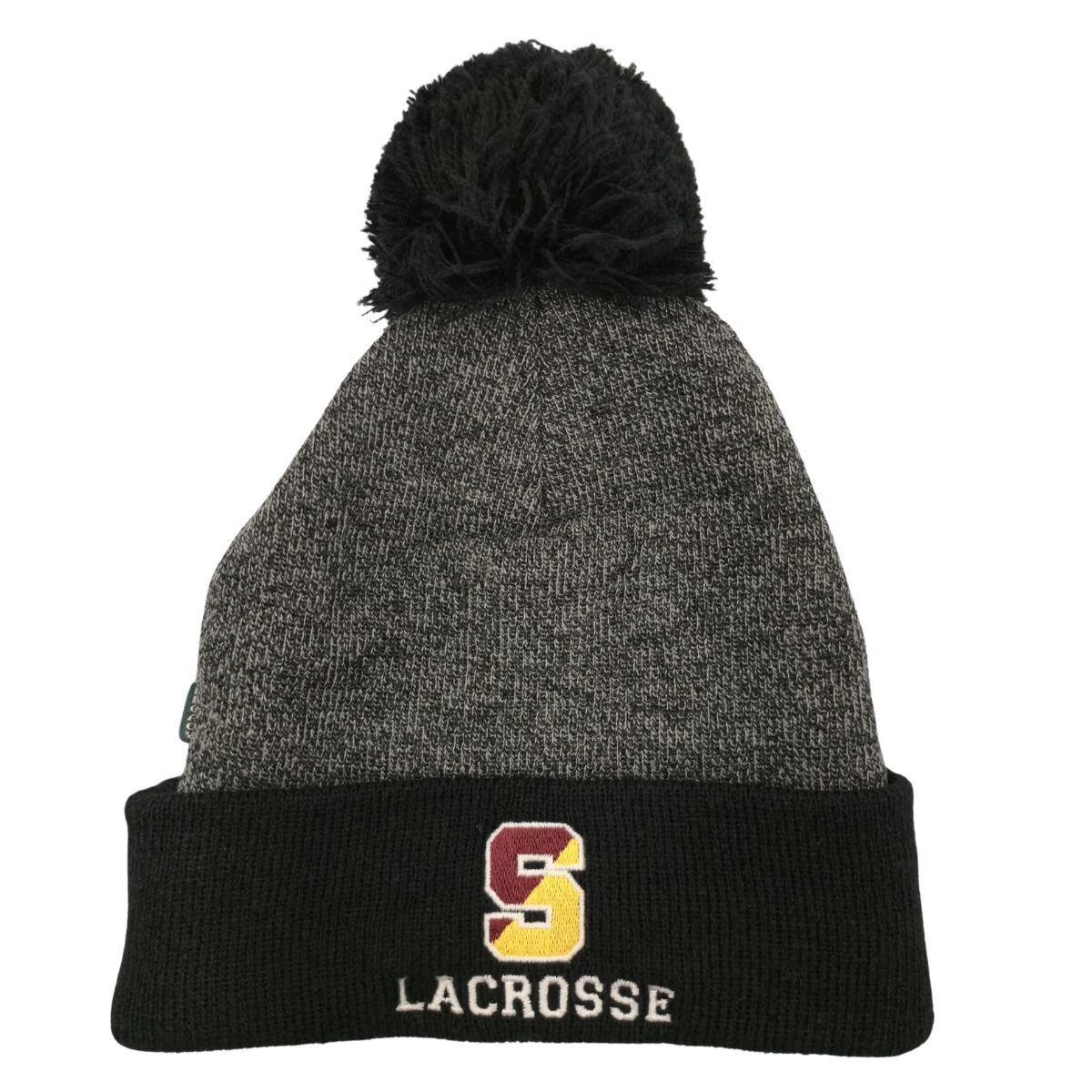 Black Marled Lacrosse Pom Beanie