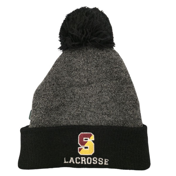 Black Marled Lacrosse Pom Beanie
