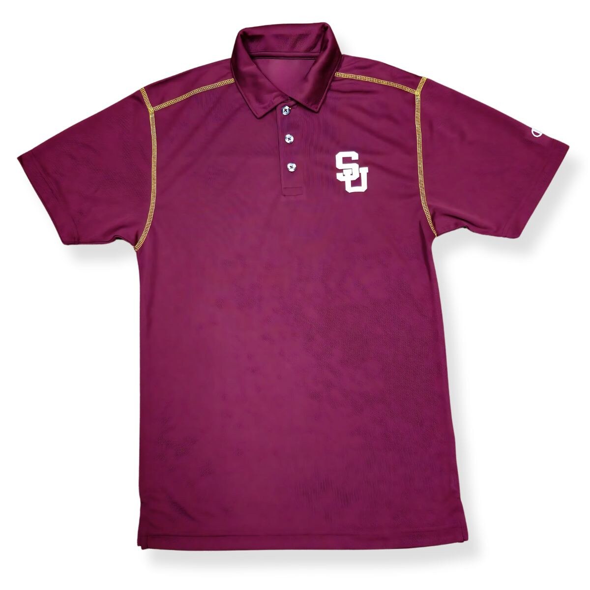 Maroon Interlock SU Logo Polo