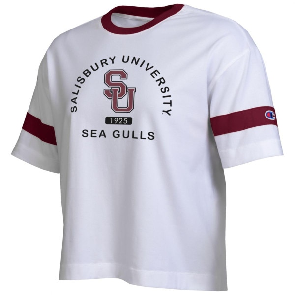 Women's WHT SU Tee w/Stripe Sleeve