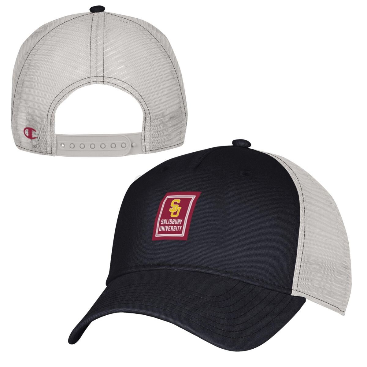 Blk/White Trucker Hat w/SU Patch