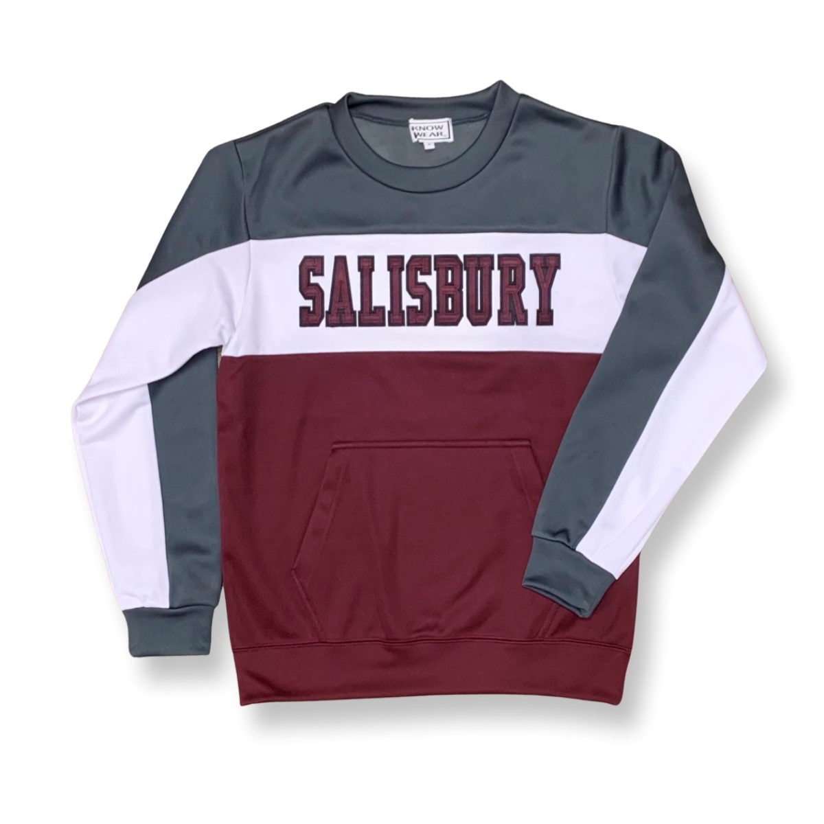 Grey/White/Maroon SBY Crewneck