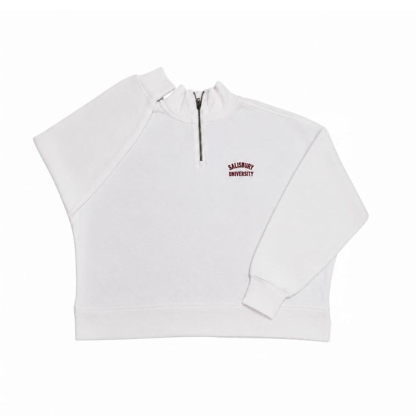 Women's White Mock Neck SU QTR Zip