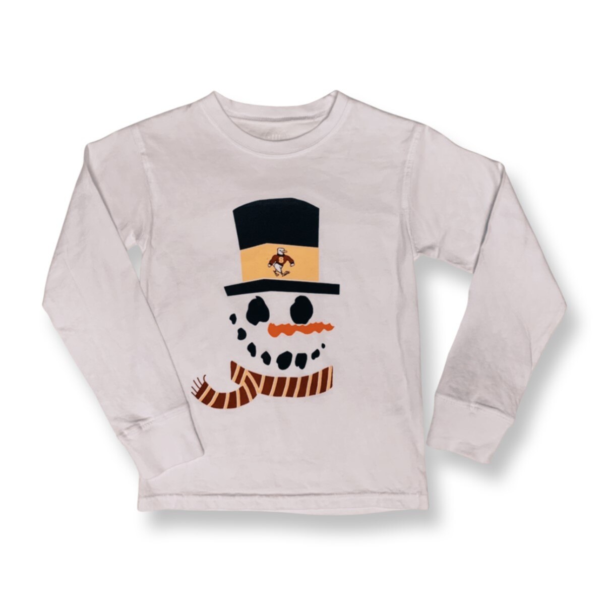 White Long Sleeve Snowman Youth Tee